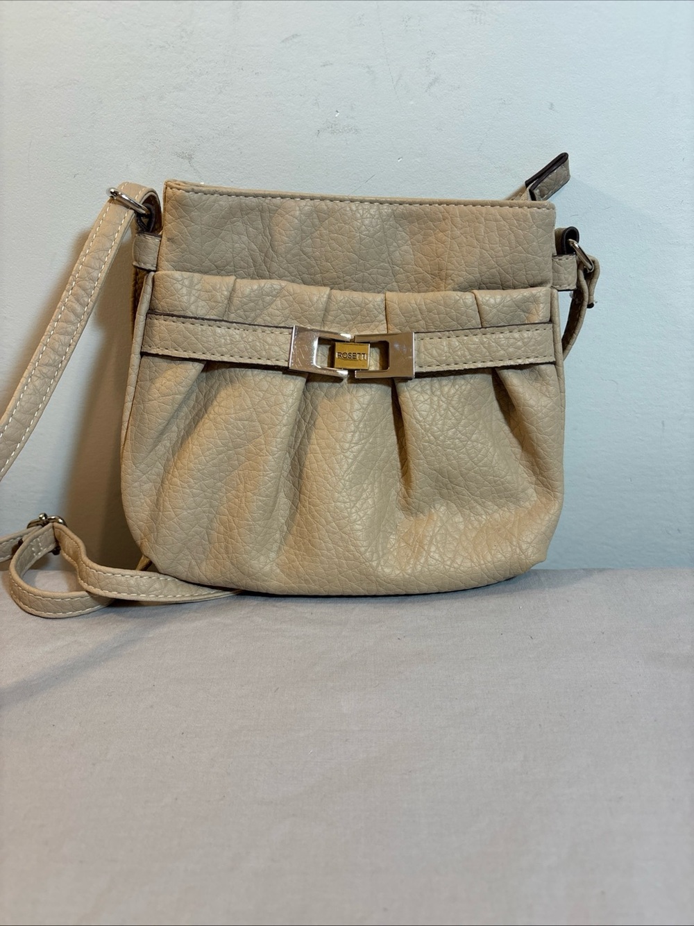 Rosetti Beige Crossbody Bag with Gold Accent